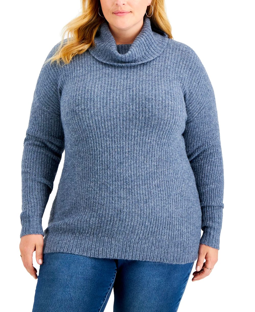 Plus Size Cowlneck Tunic Sweate